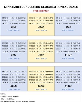 Mink Hair 3 Bundles+HD Closure/Frontal Deals