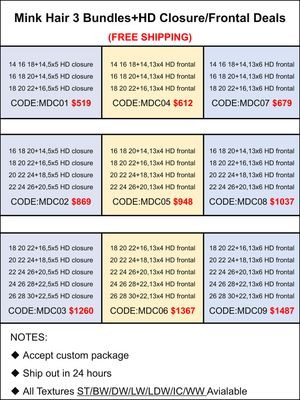Mink Hair 3 Bundles+HD Closure/Frontal Deals