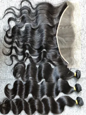 Raw Hair Body wave 3 Bundles With 13X4 HD Frontal Deals