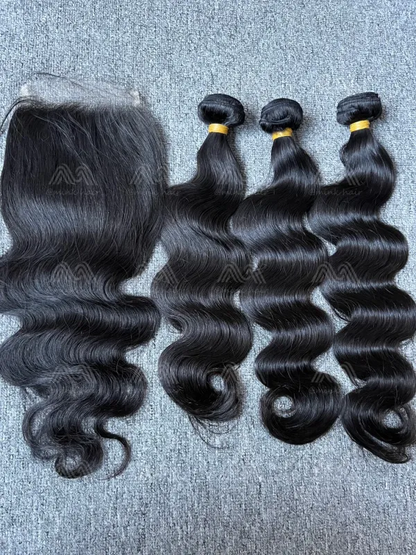 Raw Hair Body Wave 3 Bundles With 5X5 HD Closure Deals