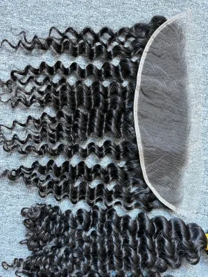 Raw Hair Deep Wave 3 Bundles With 13X4 HD Frontal Deals