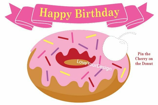 Sprinkles Donut- Pin the Cherry on the Donut Birthday Game