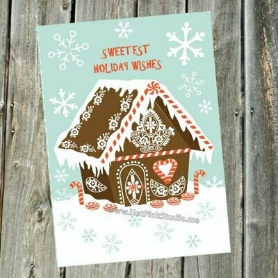 Gingerbread House Holiday Card 5x7