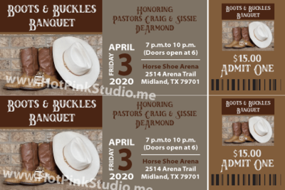 Banquet Event Ticket 2 x 6 inch file You Print