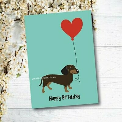 Dachshund Dog Happy Birthday Card For Your Love or Best Friend