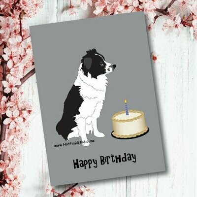 Border Collie Dog Happy Birthday Card File Favorite Human