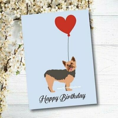 Yorkshire Terrier Dog Puppy Birthday Card For Your Love or Best Friend