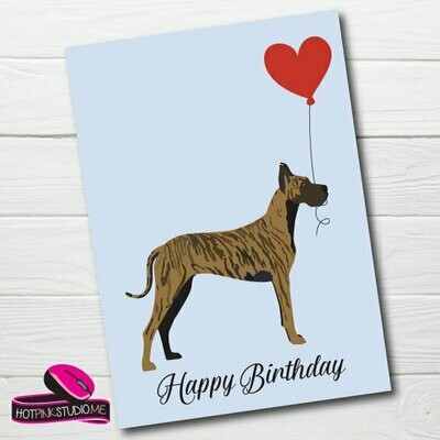 Great Dane Dog Puppy Birthday Card For Your Love or Best Friend