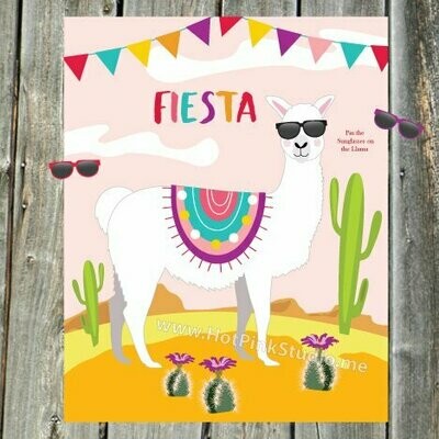 Fiesta Pin the Sunglasses on the Llama Birthday Party Game INSTANT DOWNLOAD files