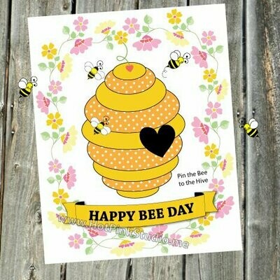 Pin the Honey Bee on the Hive Game for Birthday Party INSTANT DOWNLOAD files