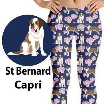 ST BERNARD LEGGINGS - Dog Yoga Pants - Dog With Roses Leggings - Puppy Yoga Pants - Dog Lover Gift - Animal Print Leggings - Dog and Flower