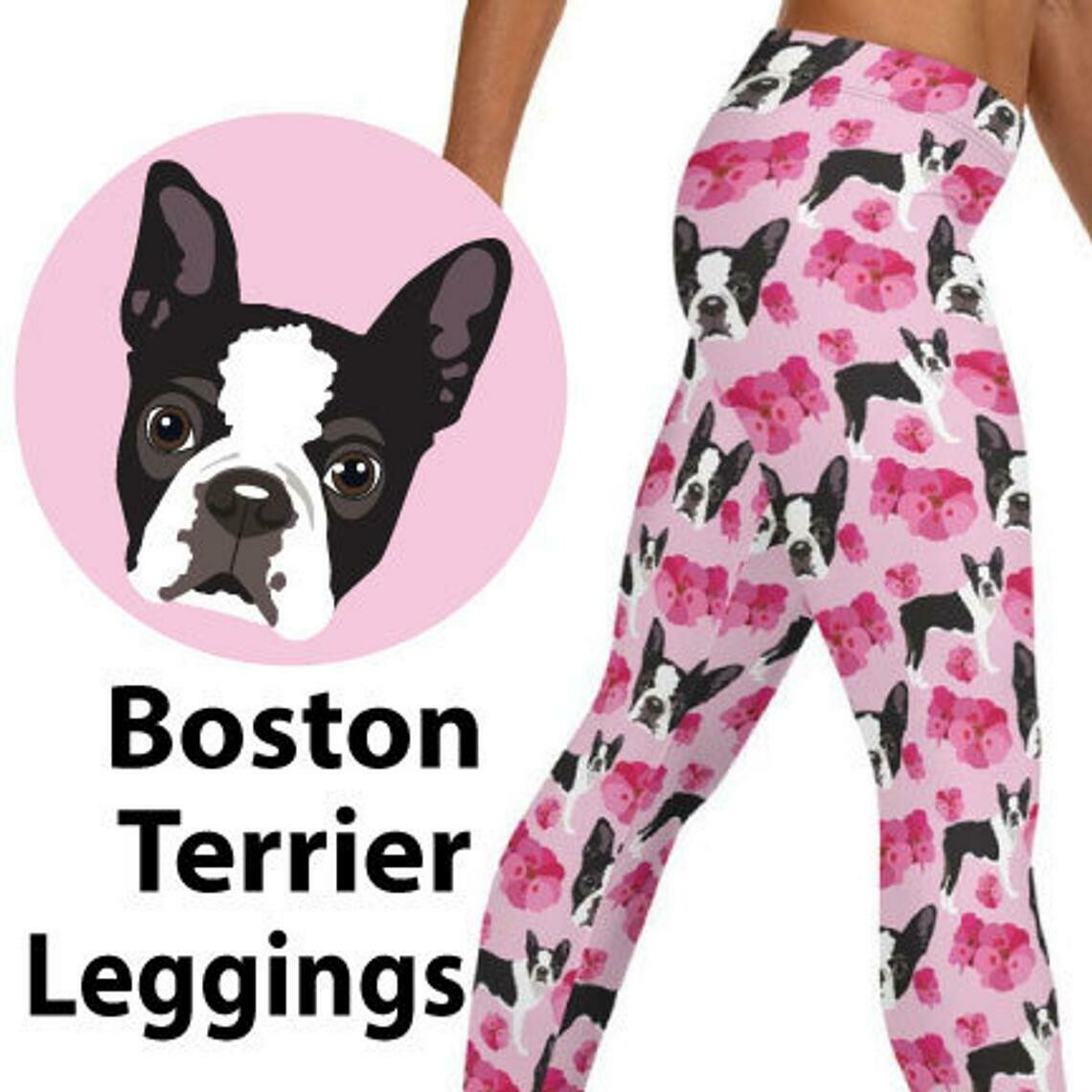Boston Terrier Dog Leggings Womens, Dog Mom, Yoga Pants