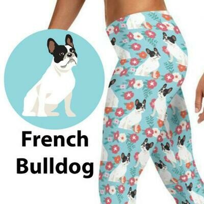 French Bulldog Leggings Women Yoga Pants Blue
