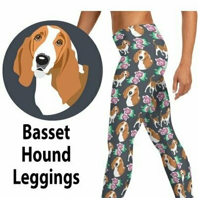 Basset Hound Dog Leggings Women Yoga Pants Blue