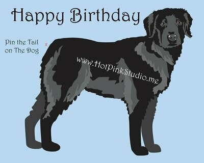 Game Pin the Tail on the Black Retriever Dog Birthday Party Game INSTANT DOWNLOAD files