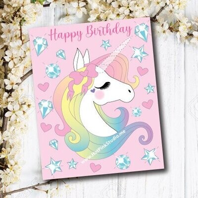 Pin the Horn on the Diamond Unicorn Birthday Party Game INSTANT DOWNLOAD files