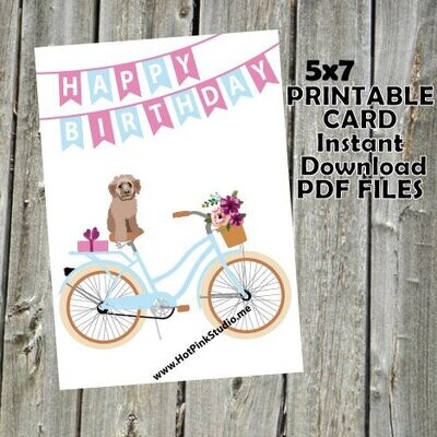 PRINTABLE CARD GoldenDoodle Dog Birthday Card For Your Love or Best Friend Puppy