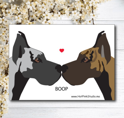 Great Dane Dog Valentine's Day Card, Birthday Card, Anniversary Card Dogs Kissing