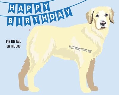 Game Pin the Tail on the Golden Retriever Dog Birthday Party Game INSTANT DOWNLOAD files