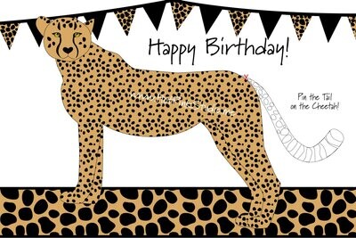 GAME Cheetah - Pin the Tail on the Cheetah Birthday Game & Free Cheetah coloring page INSTANT DOWNLOAD digital files 20x30