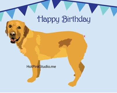 Golden Retriever Dog Pin the Tail on the Dog Game for Birthday Party Digital