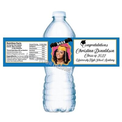 2023 Graduation Photo Water Bottle label You Print PDF Files