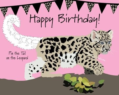 GAME Leopard Pin the tail on the Snow Leopard Cub Birthday party Game Digital