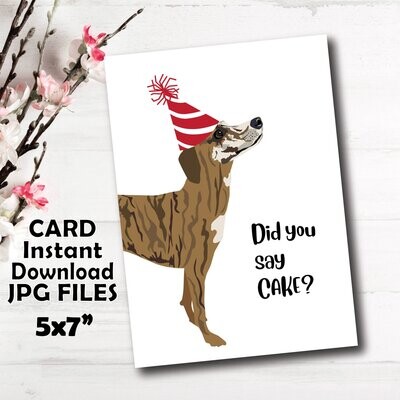 Whippet Dog Puppy Happy Birthday Card For Your Love or Best Friend Did you say cake?