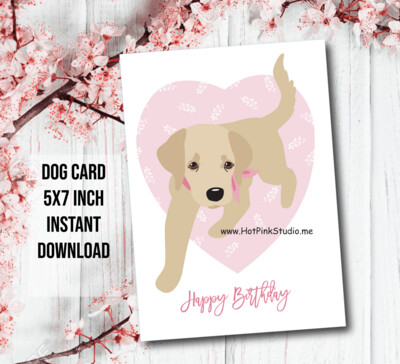 CUTE Golden Retriever Puppy Happy Birthday Card For Your Love or Best Friend