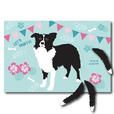 Border Collie Dog Pawty GAME Pin the Tail on the Puppy Game, Pin the Tail on the Dog