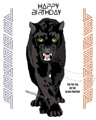 Panther - Pin the Tail on the Black Panther Birthday Game & FREE Panther coloring page INSTANT DOWNLOAD digital files 20x30