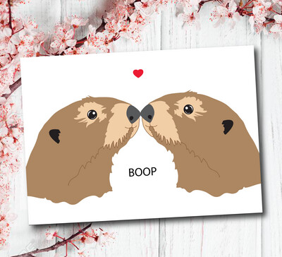 Sea Otter Card, Boyfriend anniversary card, Cute birthday card, Cute Boop card, Wife love card, Otter Love, Valentine's day card for him