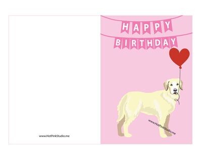 Golden Retriever Dog Happy Birthday Card file you print