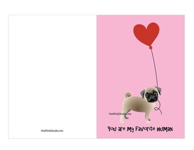 Pug Dog Happy Birthday Card 5x7 inch file printable