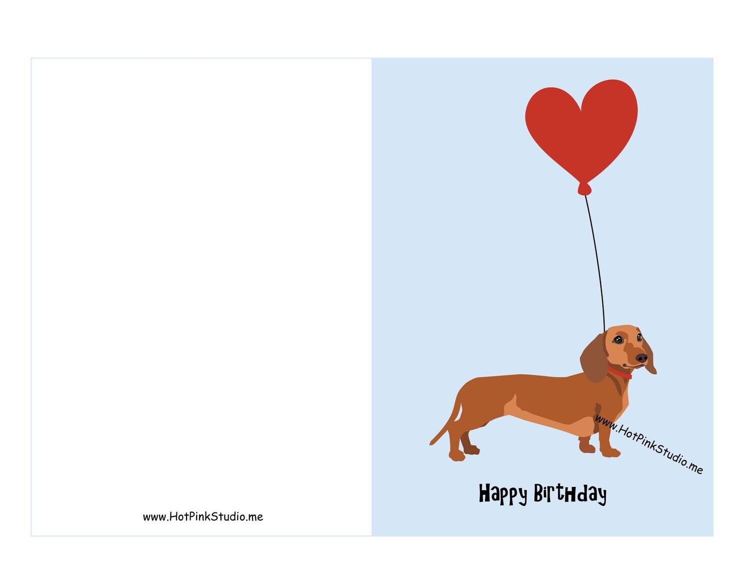Dachshund Dog Happy Birthday Card 5x7 inch file printable