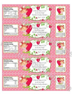 Strawberry Shortcake water bottle labels for baby shower or birthday