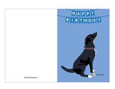 Black Labador Dog Happy Birthday Card 5x7 inch file printable