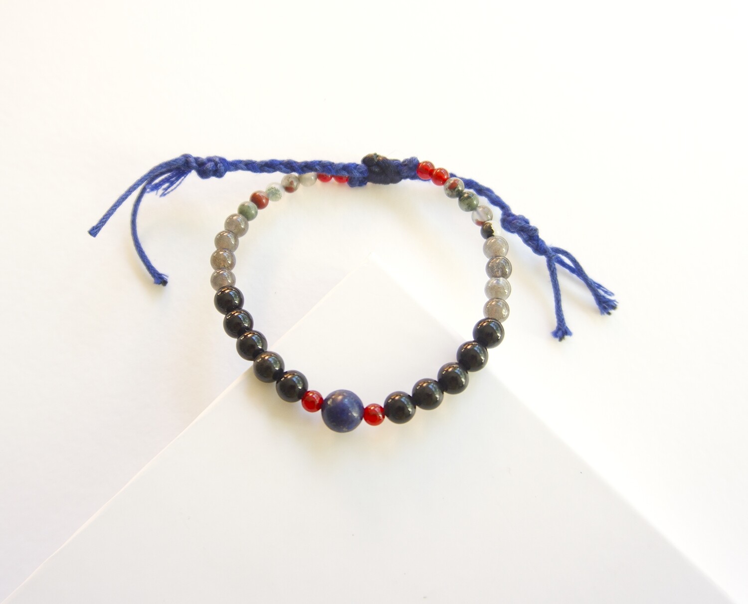 Mens Protection Carnelian Slipknot Obsidian Bracelet