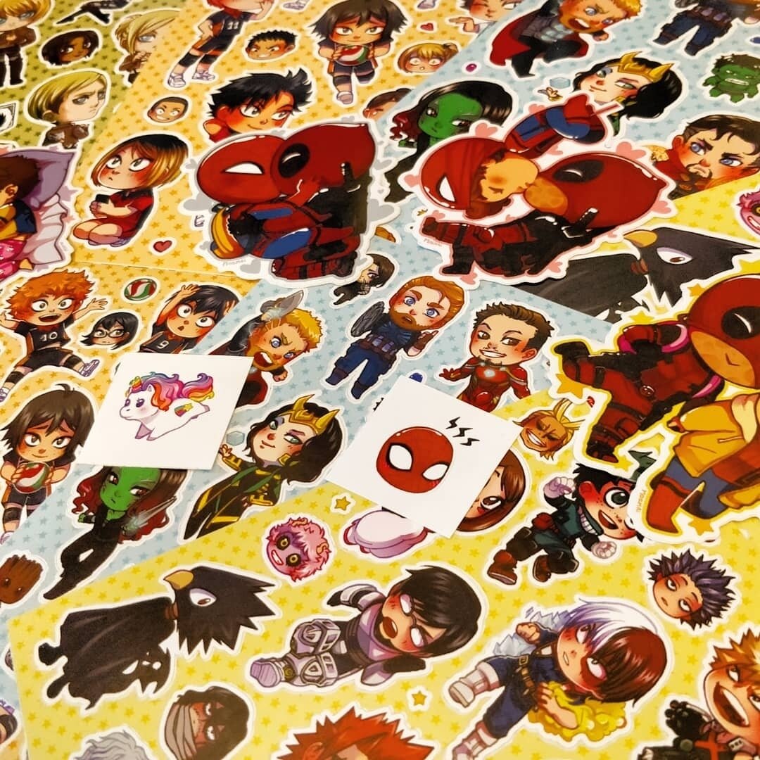 Fanart Stickers - Avengers / MHA / Haikyuu / SNK / Spideypool