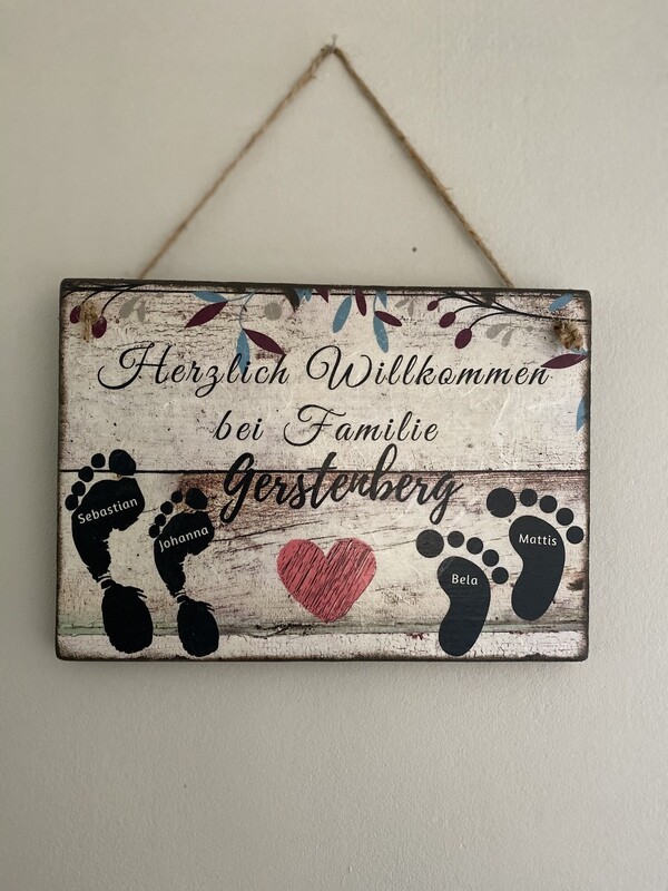 Holzschild Willkommen