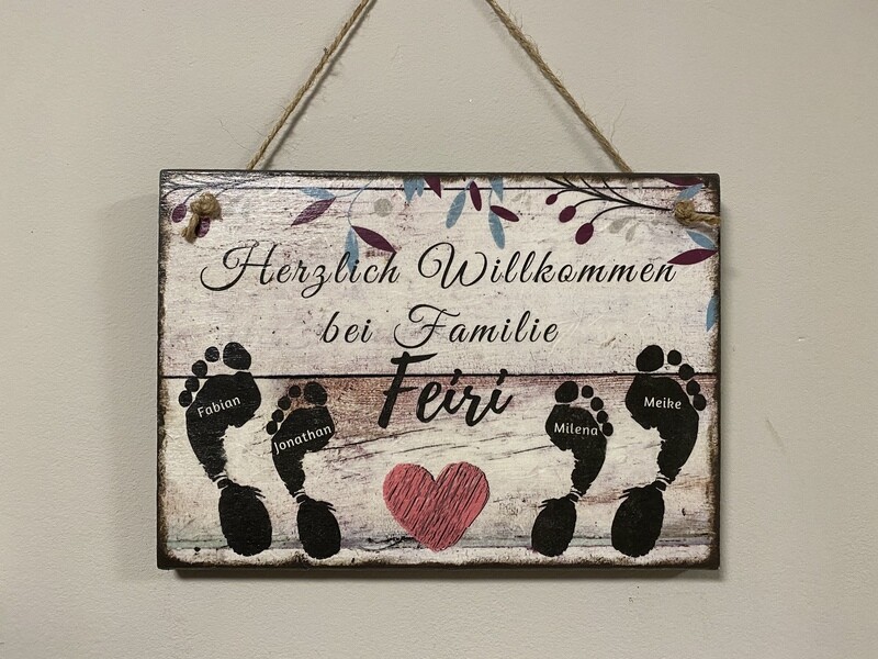 Holzschild Willkommen