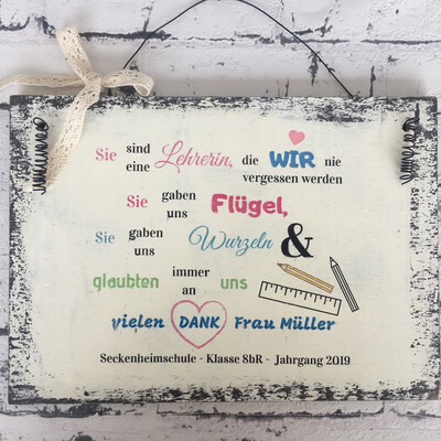 Holzschild Lehrer/in
