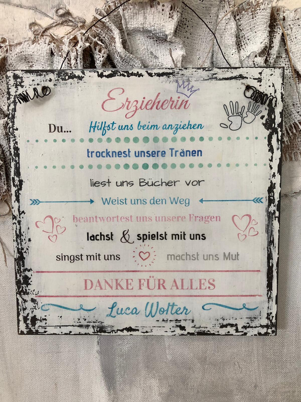 Holzschild Erzieher/in