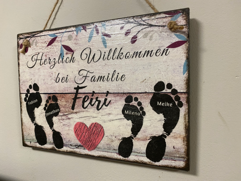 Holzschild Willkommen