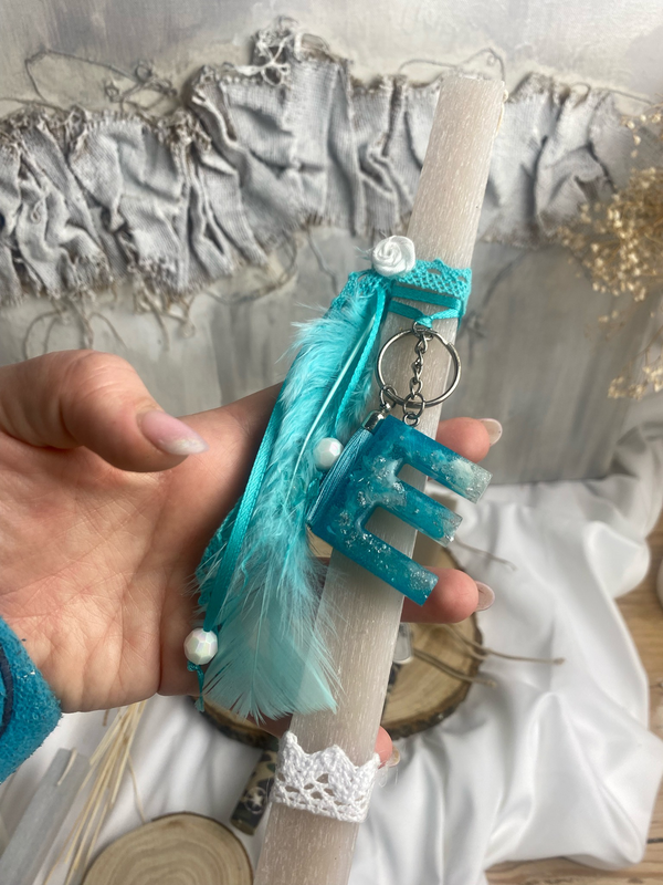 Osterkerze mit resin Schlüsselanhänger