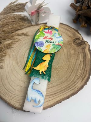 Osterkerze Dino mit Schlüsselanhänger