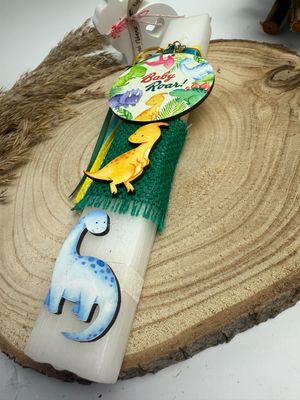 Osterkerze Dino mit Schlüsselanhänger
