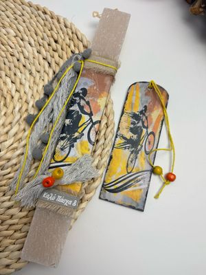 SET Osterkerze Thema Fahrrad &amp; Lesezeichen