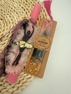 SET Osterkerze Bienenwachs mit Lesezeichen