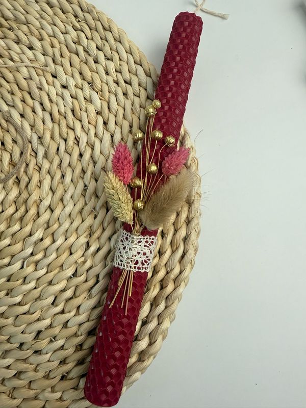 Bienenwachs Kerze mit Blüten